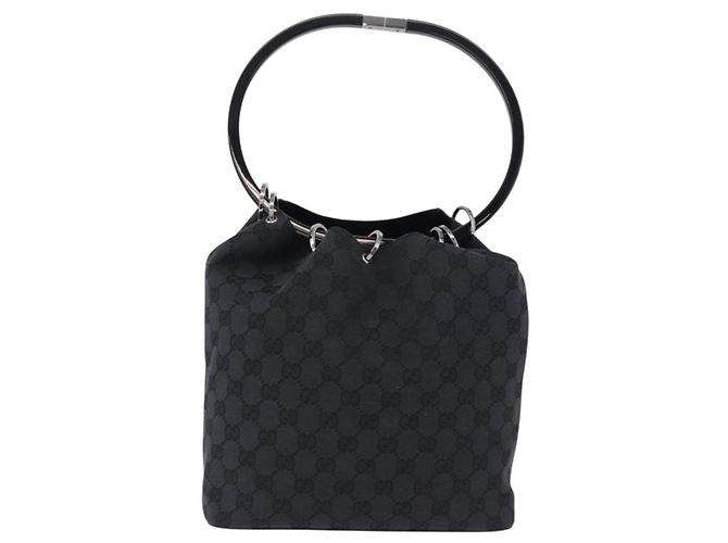 Borsa a tracolla GUCCI GG Canvas Nera Argento 001 3750 Auth ka5315A Nero - vista 13