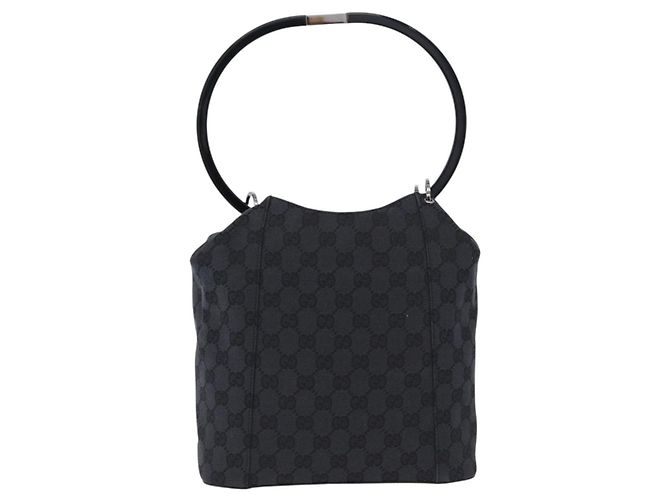 Borsa a tracolla GUCCI GG Canvas Nera Argento 001 3750 Auth ka5315A Nero - vista 2
