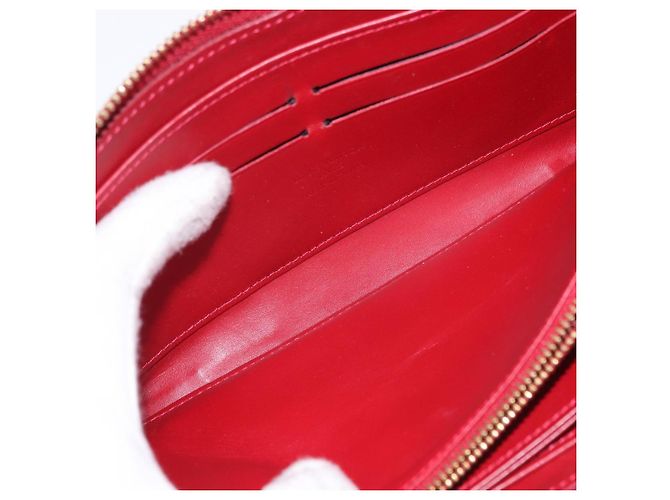 LOUIS VUITTON Vernis Rayure Zippy Long Wallet Pomme D'amour M91718 Auth 192031 Rosso - vista 10