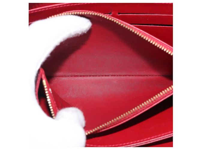 LOUIS VUITTON Vernis Rayure Zippy Long Wallet Pomme D'amour M91718 Auth 192031 Rosso - vista 11