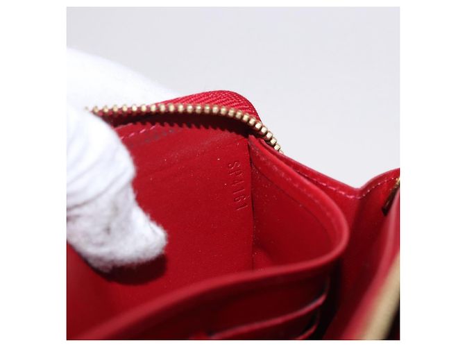 LOUIS VUITTON Vernis Rayure Zippy Long Wallet Pomme D'amour M91718 Auth 192031 Rosso - vista 12
