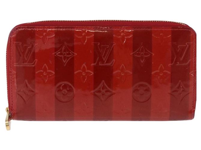 LOUIS VUITTON Vernis Rayure Zippy Long Wallet Pomme D'amour M91718 Auth 192031 Rosso - vista 13