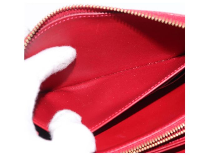 LOUIS VUITTON Vernis Rayure Zippy Long Wallet Pomme D'amour M91718 Auth 192031 Rosso - vista 18