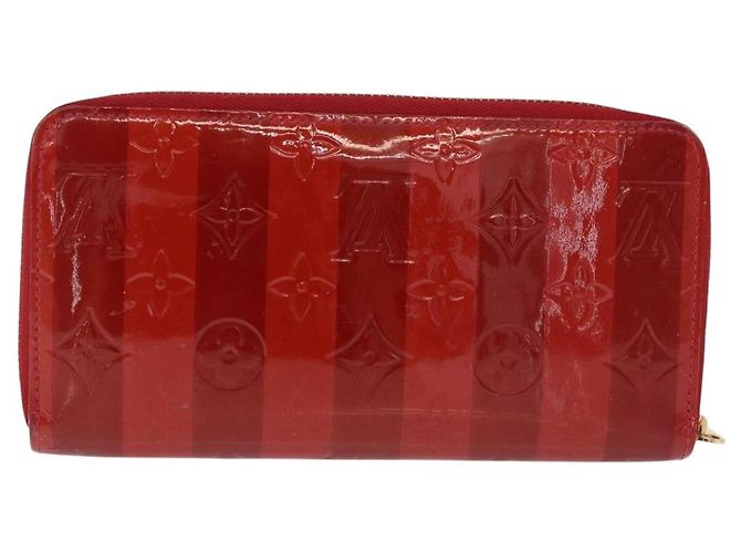 LOUIS VUITTON Vernis Rayure Zippy Long Wallet Pomme D'amour M91718 Auth 192031 Rosso - vista 2