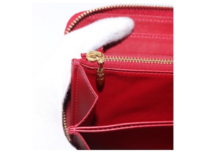 LOUIS VUITTON Vernis Rayure Zippy Long Wallet Pomme D'amour M91718 Auth 192031 Rosso - vista 21
