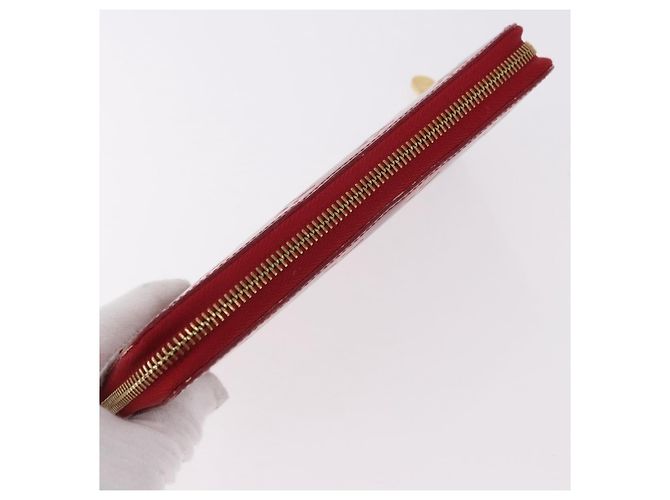 LOUIS VUITTON Vernis Rayure Zippy Long Wallet Pomme D'amour M91718 Auth 192031 Rosso - vista 5