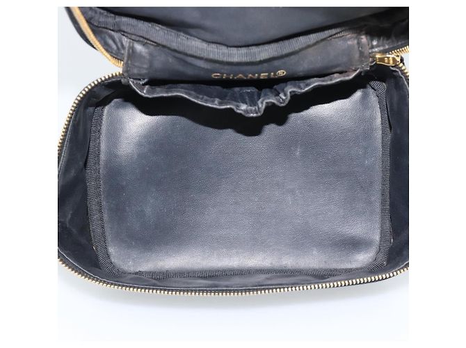 CHANEL COCO Mark Vanity Neceser de Piel de Caviar Negro Oro CC Auténtico ar14059 Dorado - vista 11