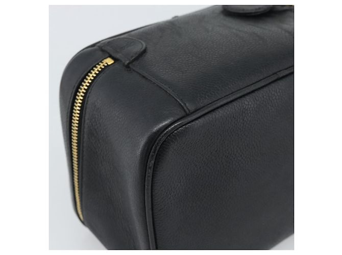 CHANEL COCO Mark Vanity Neceser de Piel de Caviar Negro Oro CC Auténtico ar14059 Dorado - vista 17