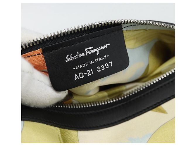 Borsa Tote Salvatore Ferragamo in nylon giallo argento Auth 192729A - vista 12
