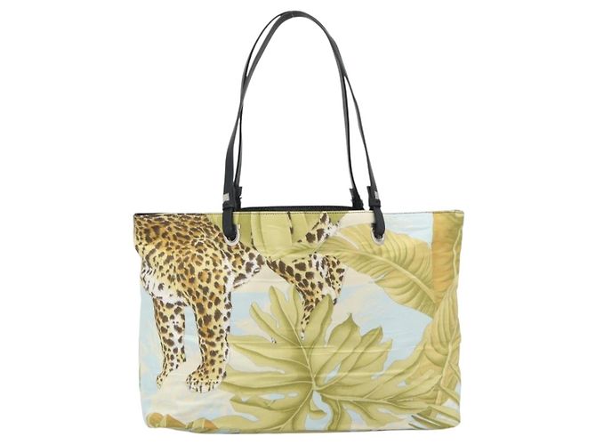 Borsa Tote Salvatore Ferragamo in nylon giallo argento Auth 192729A - vista 2