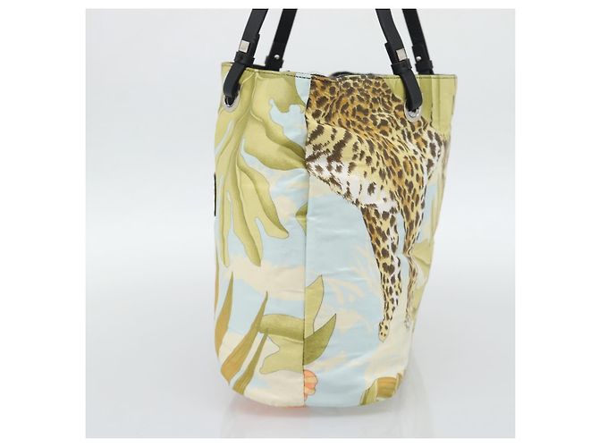 Borsa Tote Salvatore Ferragamo in nylon giallo argento Auth 192729A - vista 4