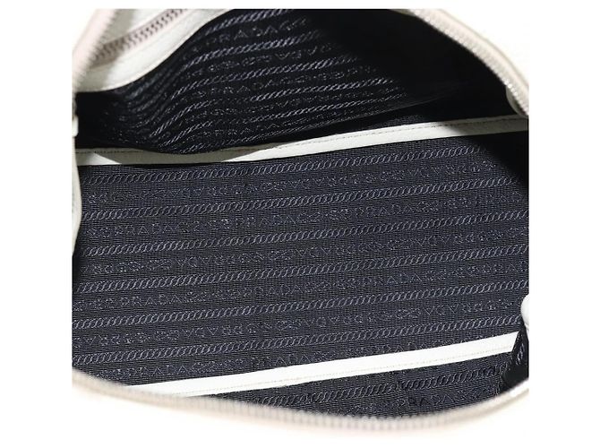 Borsa PRADA Vittero Dino Leather 2way White Silver Auth 192296V Argento Bianco - vista 10