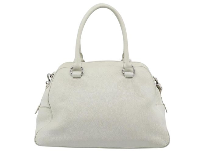 Borsa PRADA Vittero Dino Leather 2way White Silver Auth 192296V Argento Bianco - vista 2