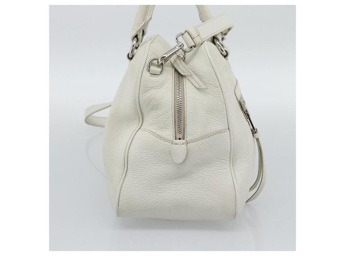 Borsa PRADA Vittero Dino Leather 2way White Silver Auth 192296V Argento Bianco - vista 3