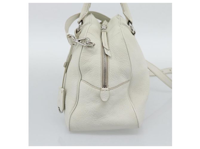 Borsa PRADA Vittero Dino Leather 2way White Silver Auth 192296V Argento Bianco - vista 4