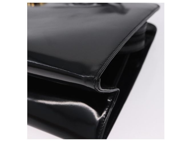 Bolsa Tote Salvatore Ferragamo Gancini em couro envernizado preto e dourado Auth ka5291A - vista 14