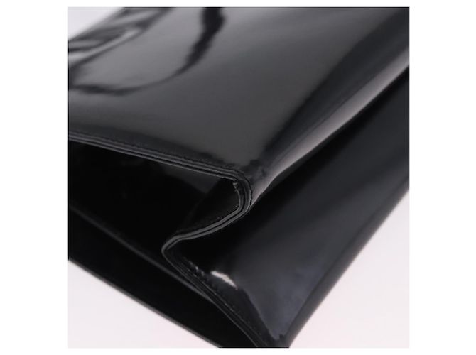 Bolsa Tote Salvatore Ferragamo Gancini em couro envernizado preto e dourado Auth ka5291A - vista 15