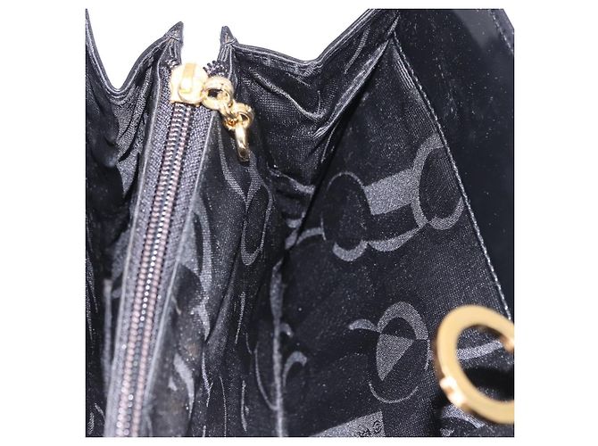 Bolsa Tote Salvatore Ferragamo Gancini em couro envernizado preto e dourado Auth ka5291A - vista 21