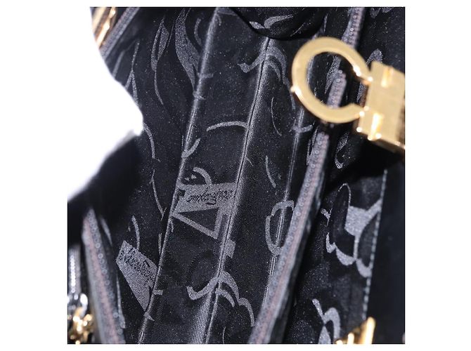 Bolsa Tote Salvatore Ferragamo Gancini em couro envernizado preto e dourado Auth ka5291A - vista 23