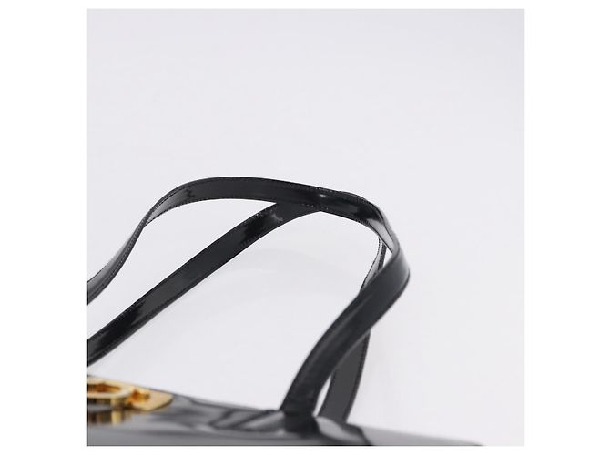 Bolsa Tote Salvatore Ferragamo Gancini em couro envernizado preto e dourado Auth ka5291A - vista 8