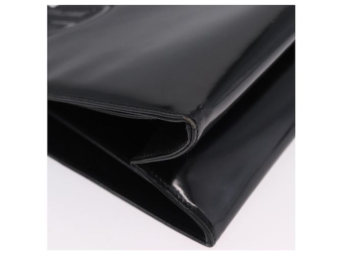 Bolsa Tote Salvatore Ferragamo Gancini em couro envernizado preto e dourado Auth ka5291A - vista 9