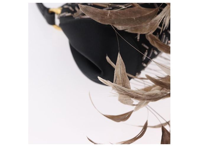 Bulgari Borsa a mano BVLGARI Feather in raso nero e oro Auth 191451SM D'oro - vista 16