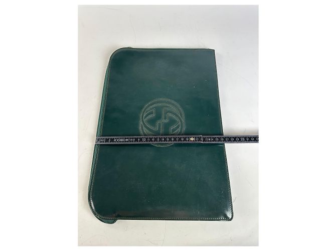 Custodia per laptop in pelle vintage Gucci Verde scuro Grigio - vista 3