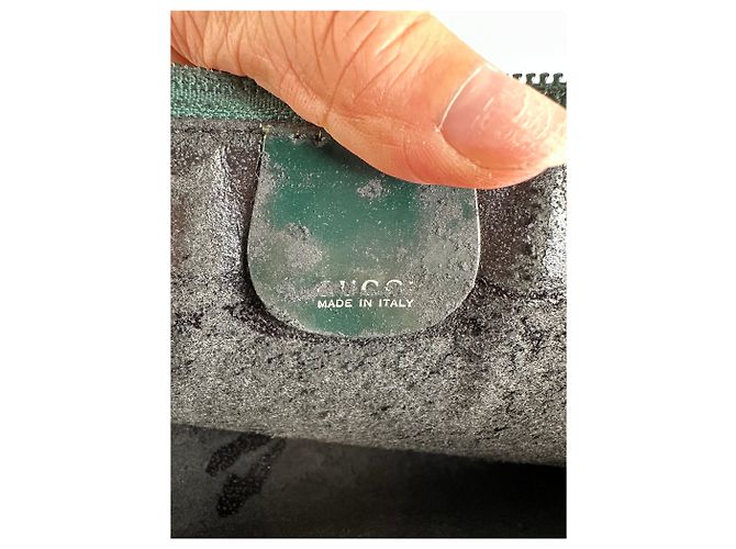Custodia per laptop in pelle vintage Gucci Verde scuro Grigio - vista 4