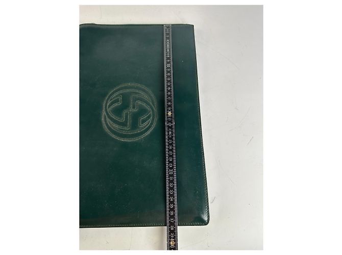 Custodia per laptop in pelle vintage Gucci Verde scuro Grigio - vista 5