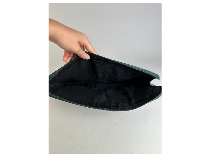 Custodia per laptop in pelle vintage Gucci Verde scuro Grigio - vista 7