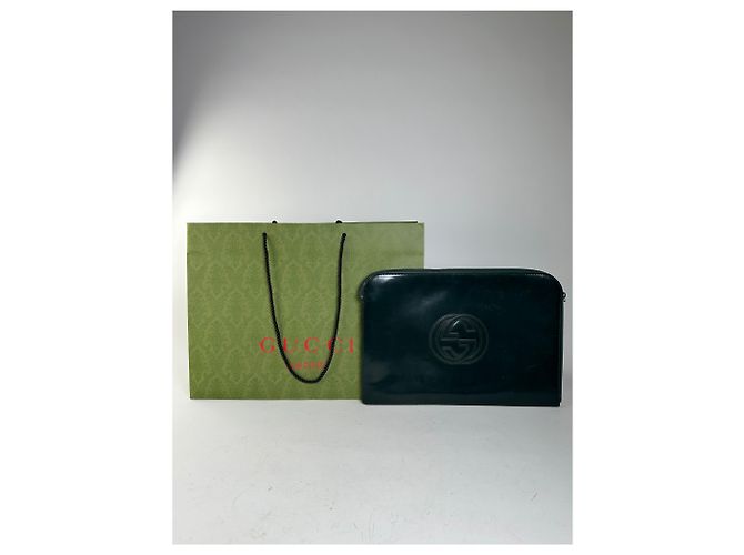Custodia per laptop in pelle vintage Gucci Verde scuro Grigio - vista 8