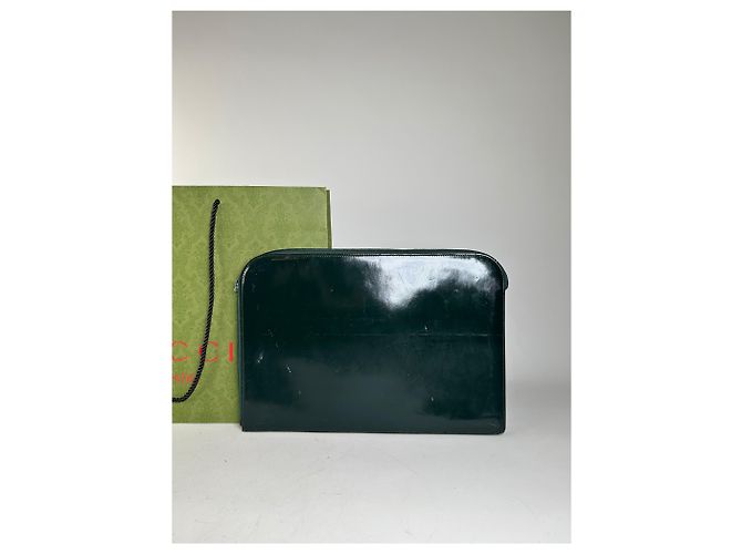 Custodia per laptop in pelle vintage Gucci Verde scuro Grigio - vista 9