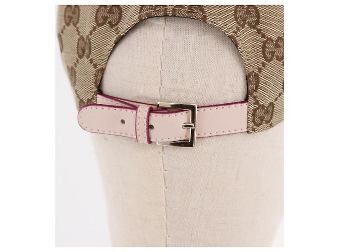 Boné Baseball GUCCI GG Canvas Yuko Higuchi Bege Rosa Auth SW2657SM - vista 6