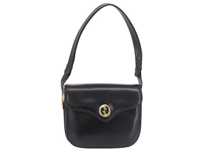 Borsa GUCCI in pelle nera e oro Auth gh2167 Nero D'oro - vista 13