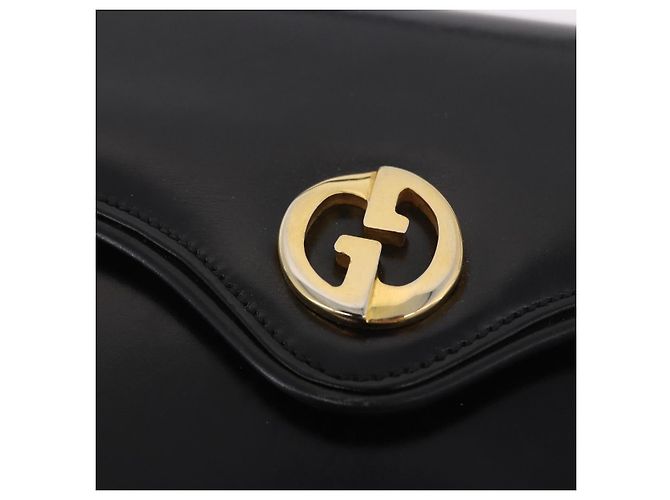 Borsa GUCCI in pelle nera e oro Auth gh2167 Nero D'oro - vista 18