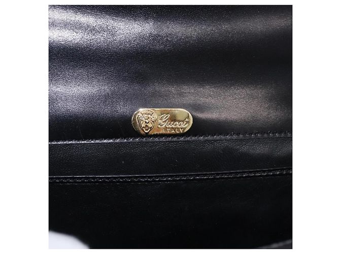 Borsa GUCCI in pelle nera e oro Auth gh2167 Nero D'oro - vista 20