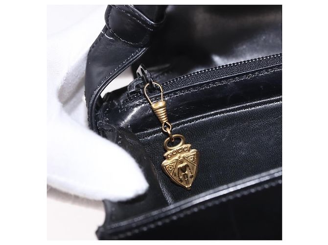 Borsa GUCCI in pelle nera e oro Auth gh2167 Nero D'oro - vista 26