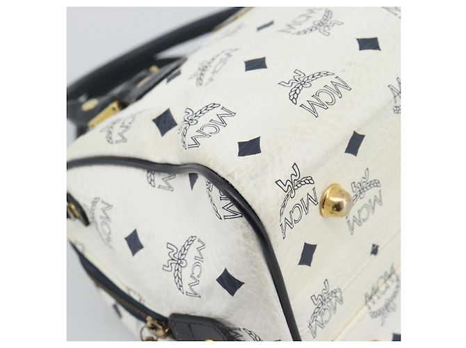 Borsa MCM Vicetos Logogram PVC Pelle White Gold Auth bs36079 Bianco D'oro - vista 14