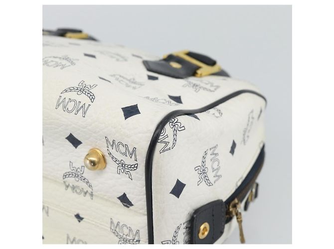 Borsa MCM Vicetos Logogram PVC Pelle White Gold Auth bs36079 Bianco D'oro - vista 15
