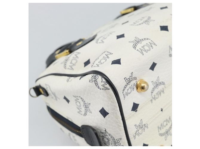 Borsa MCM Vicetos Logogram PVC Pelle White Gold Auth bs36079 Bianco D'oro - vista 16