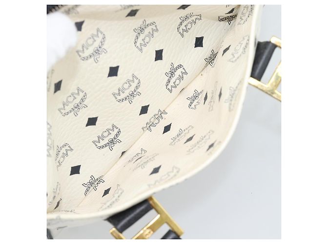 Borsa MCM Vicetos Logogram PVC Pelle White Gold Auth bs36079 Bianco D'oro - vista 21