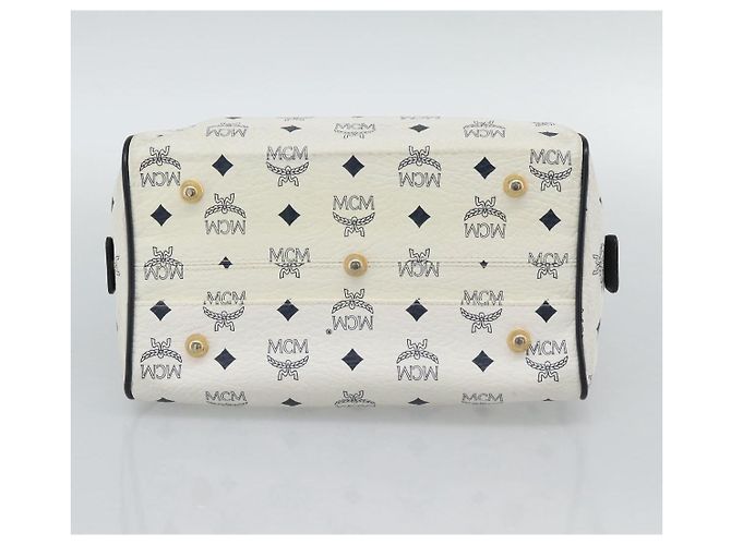 Borsa MCM Vicetos Logogram PVC Pelle White Gold Auth bs36079 Bianco D'oro - vista 5