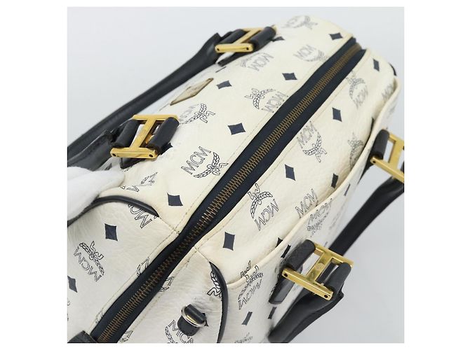 Borsa MCM Vicetos Logogram PVC Pelle White Gold Auth bs36079 Bianco D'oro - vista 6