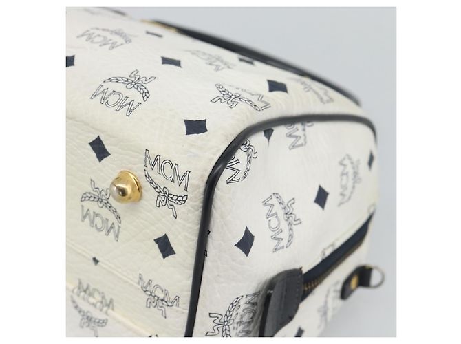 Borsa MCM Vicetos Logogram PVC Pelle White Gold Auth bs36079 Bianco D'oro - vista 9