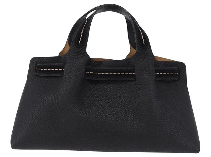 Borsa a mano Salvatore Ferragamo in pelle nera e oro Auth bs36167 Nero D'oro - vista 13