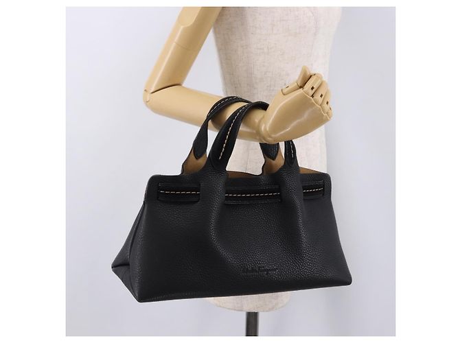 Borsa a mano Salvatore Ferragamo in pelle nera e oro Auth bs36167 Nero D'oro - vista 21