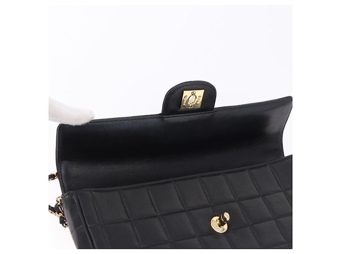 CHANEL Borsa a Spalla Choco Bar Line Chain in Pelle Nera e Oro CC Auth ka5317V Nero D'oro - vista 19