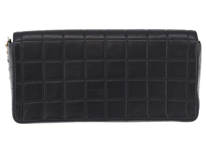CHANEL Borsa a Spalla Choco Bar Line Chain in Pelle Nera e Oro CC Auth ka5317V Nero D'oro - vista 2