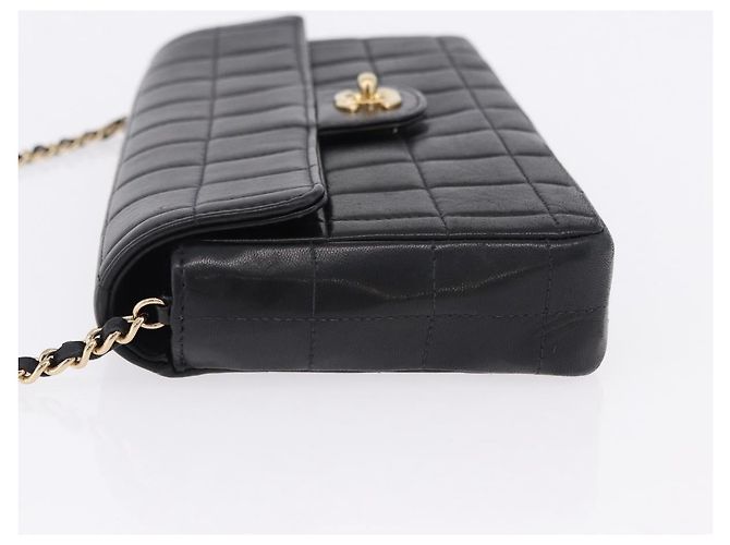 CHANEL Borsa a Spalla Choco Bar Line Chain in Pelle Nera e Oro CC Auth ka5317V Nero D'oro - vista 4
