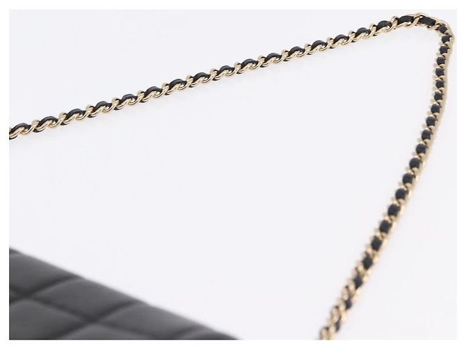 CHANEL Borsa a Spalla Choco Bar Line Chain in Pelle Nera e Oro CC Auth ka5317V Nero D'oro - vista 8